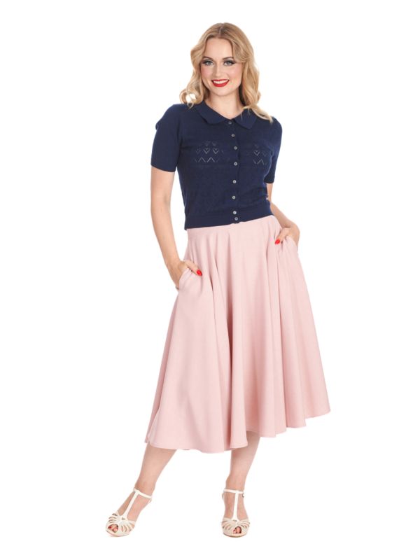 Banned Retro 50s Hearts Waves Cardigan-Navy