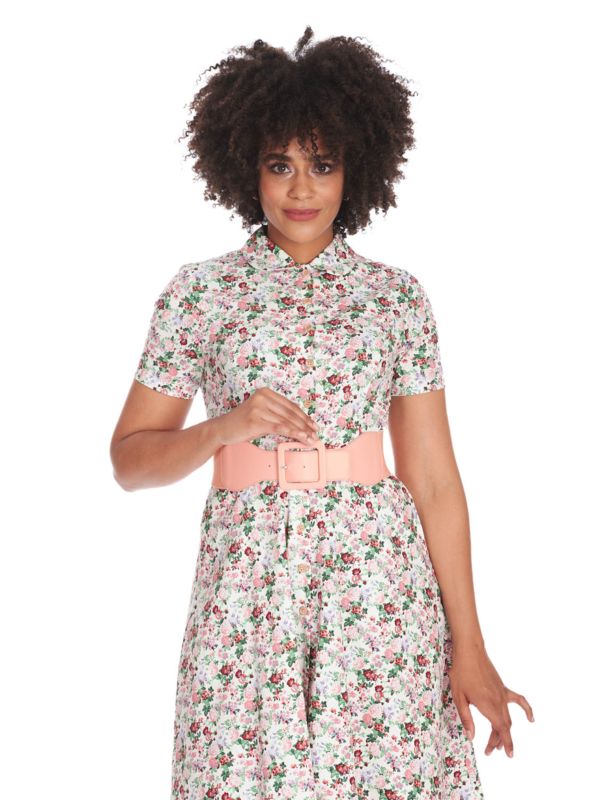 FLORAL BURST DRESS White