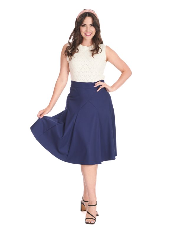 CAROL CLASSIC PANEL DETAIL SKIRT Navy