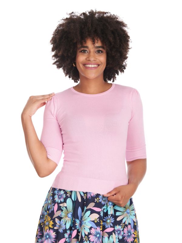 1950's Banned Retro Grace jumper-Pink
