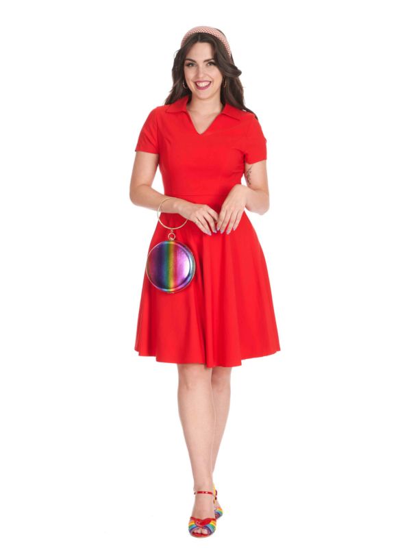 WONDER FIT & FLARE DRESS Red