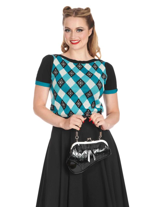 DARTS & CHECKS JUMPER Teal