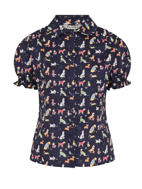 STAR WOOF BLOUSE Navy
