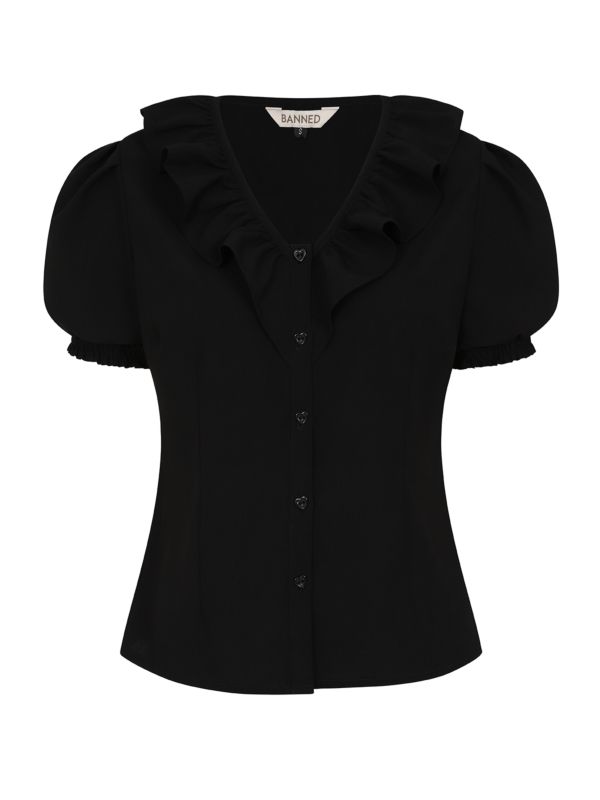FRAN FRILL BLOUSE Black