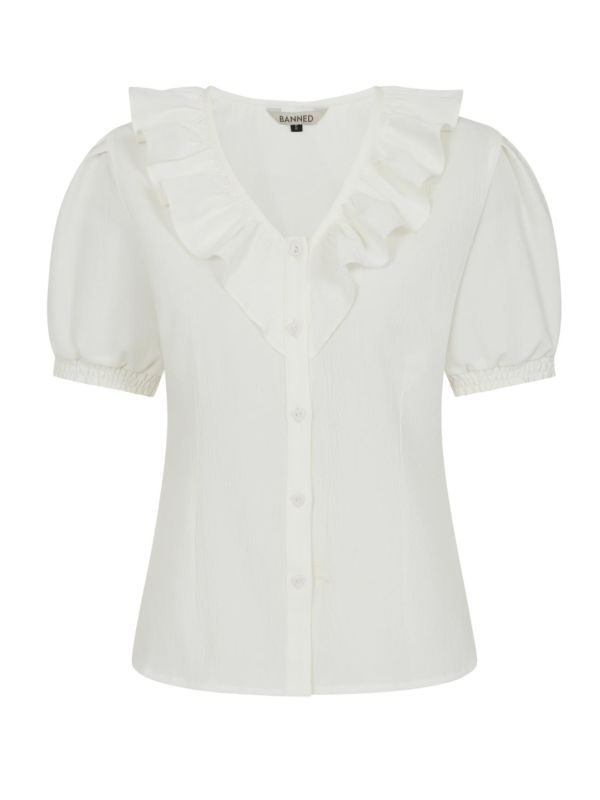 FRAN FRILL BLOUSE White