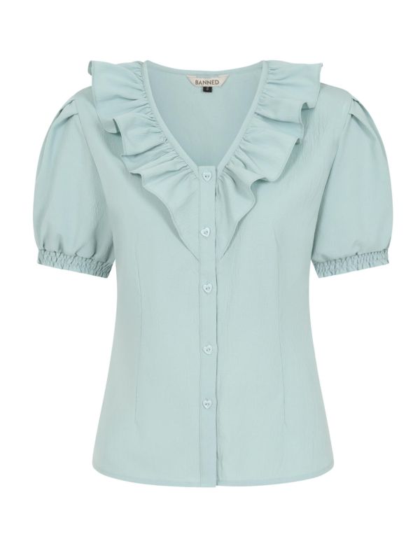 FRAN FRILL BLOUSE Blue