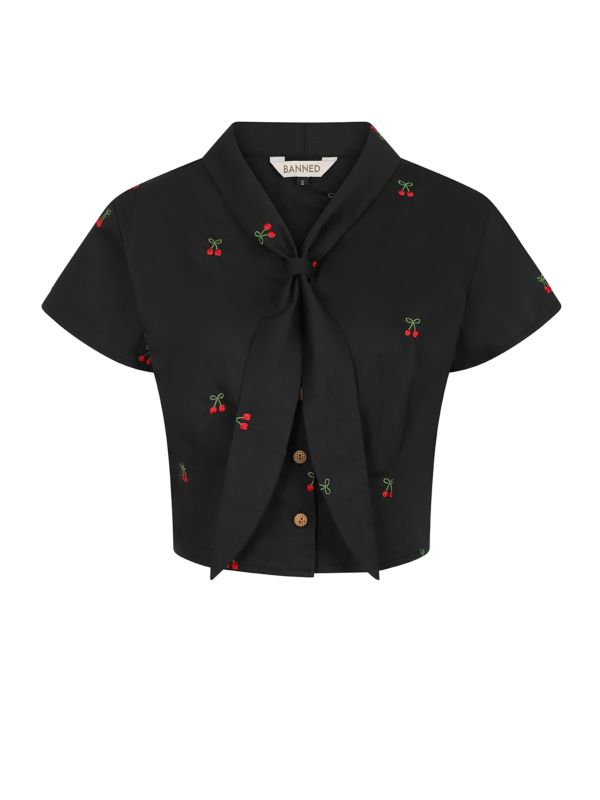 CHERRY VIBES BLOUSE Black