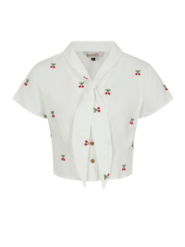 CHERRY VIBES BLOUSE White