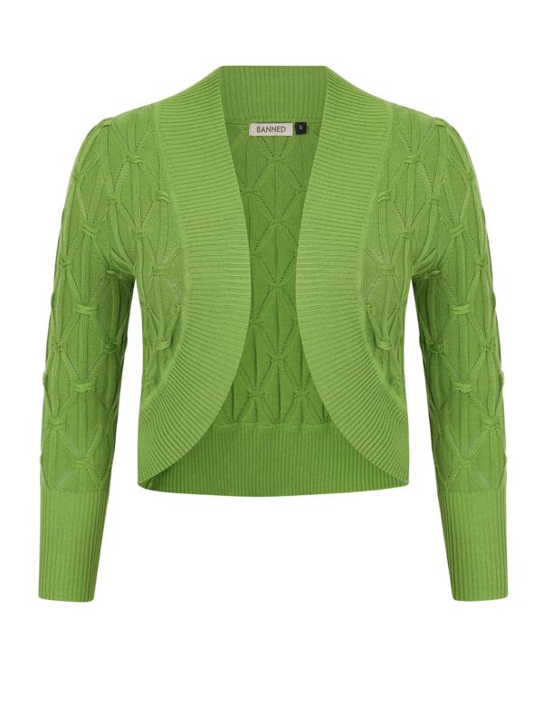 BANNED RETRO Eden Diamond Knit bolero Green