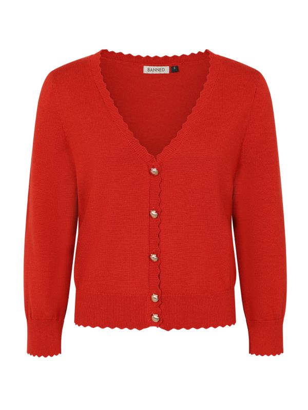THELMA SCALLOP CARDIGAN Red