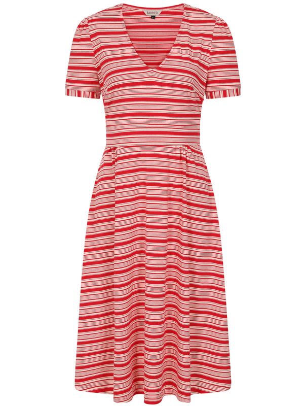 FRAYA SAILING STRIPE DRESS Red
