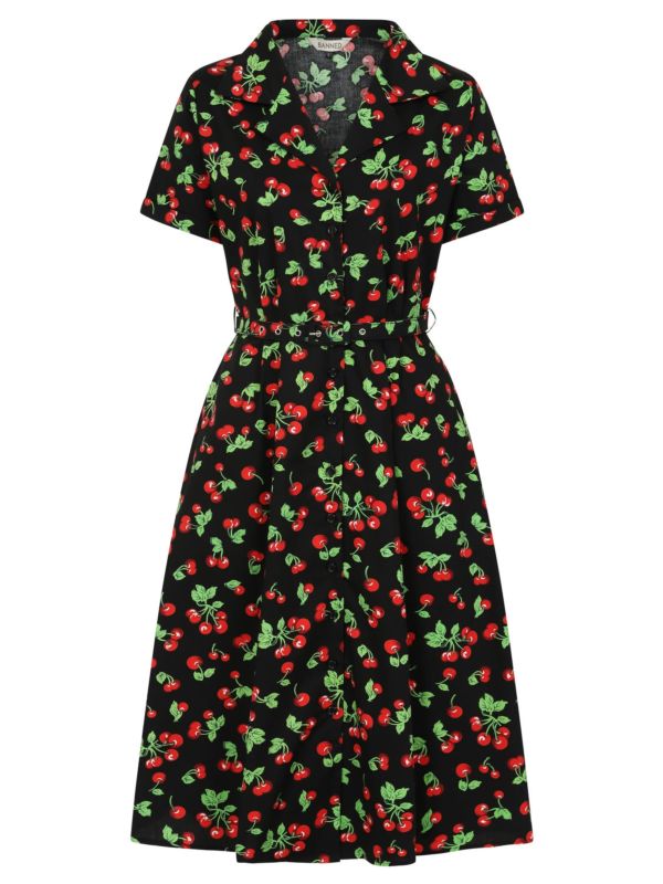 DARLA CHERRIES DRESS Black