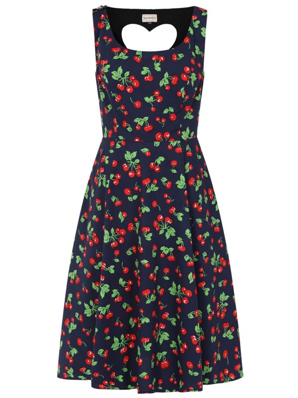 NORA HEART CHERRY DRESS Navy