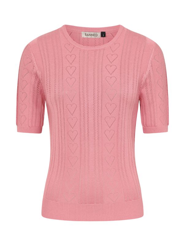 Banned Retro 50s Ruby Heart Jumper-Blush