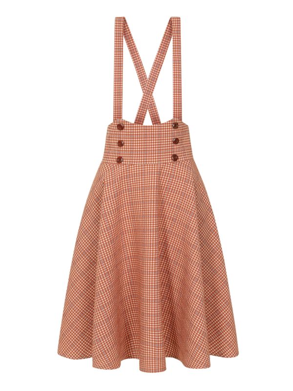 MOANA CHECK SKIRT Coral