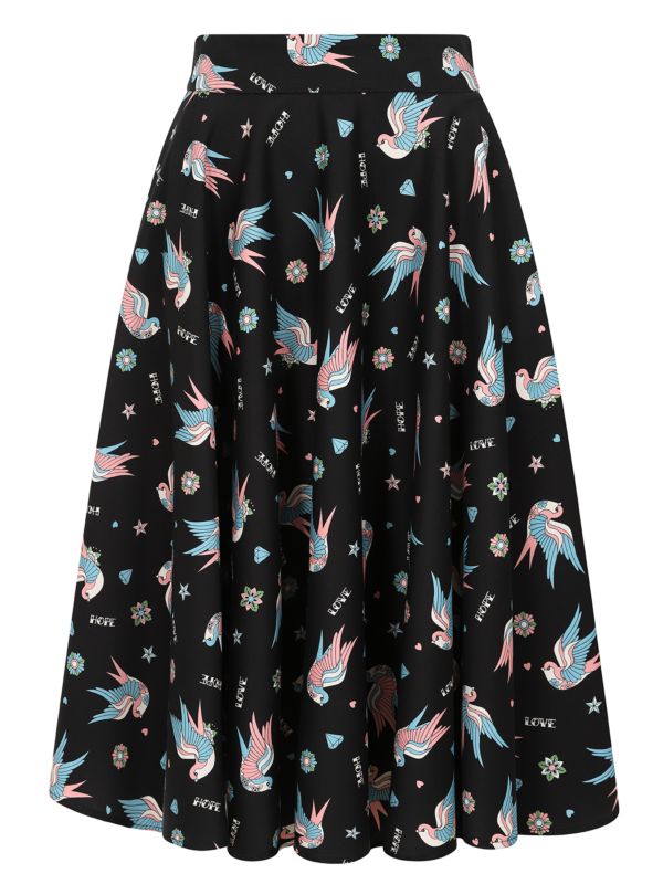 MARILOU SWALLOWS SWING SKIRT Black