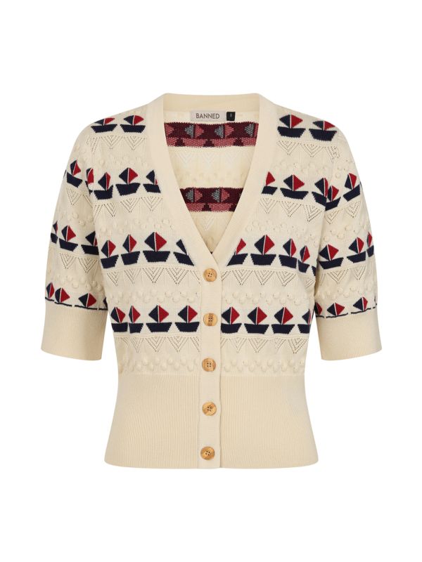 KITTY SAIL CARDIGAN White