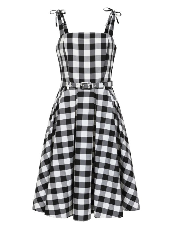 June gingham swing dress Black/White