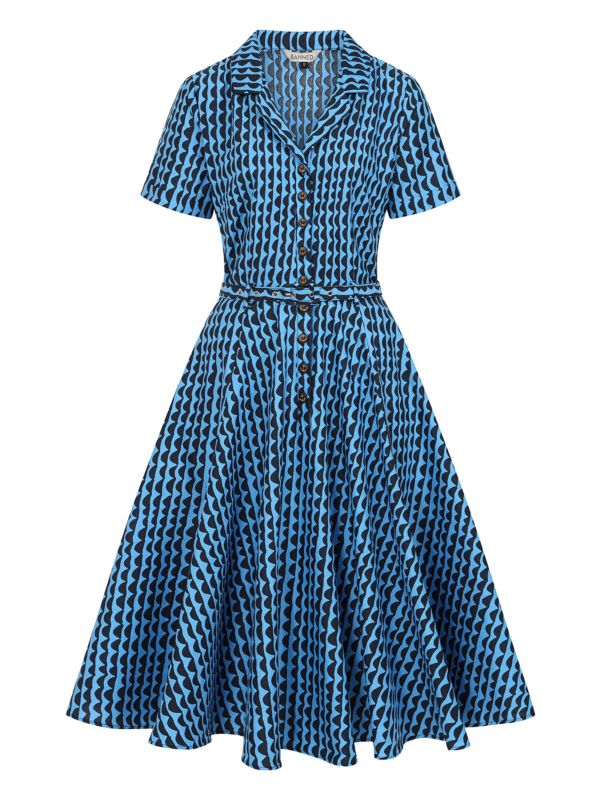 BELLA NATURE WAVES DRESS Blue