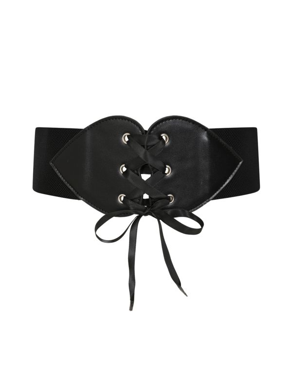 BANNED Sweetheart Elastic Belt   Retro and Rockabilly Laced Heart Elasticated Belt Black