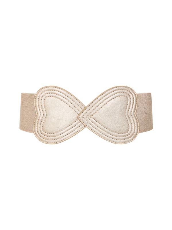 BANNED Heartbeat Elastic Belt   Retro and Rockabilly Heart Elasticated Belt Gold