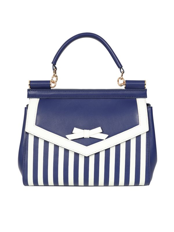 BANNED Ravello Nautical Stripe Handbag | 1940s-Inspired Maritime Style-Navy-One Size