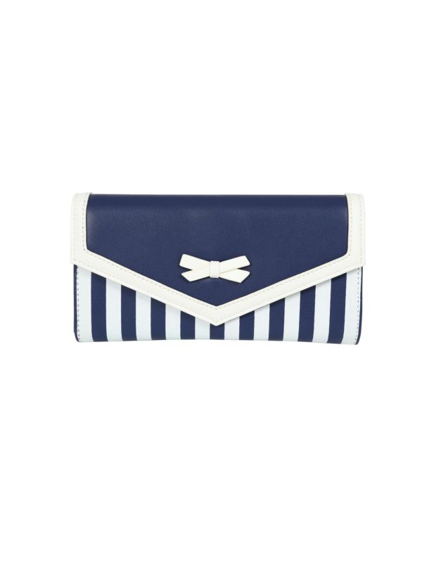 BANNED Ravello Nautical Stripe Wallet | 1940s-Inspired Maritime Purse-Navy-One Size