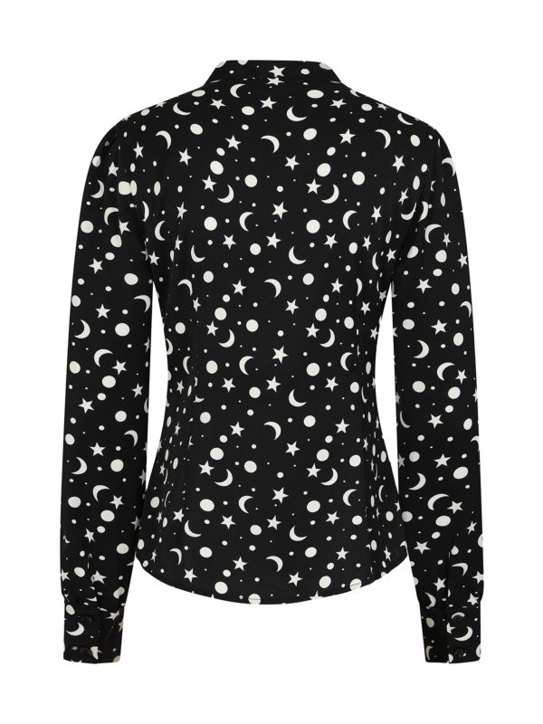 1960's Banned Retro My Moon and Stars black blouse-Black