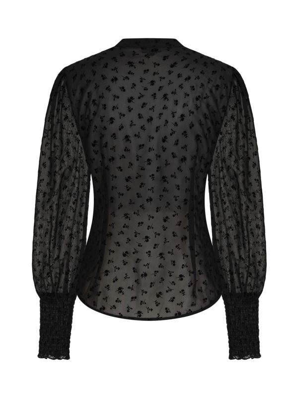 1950's Banned Retro Florence Floral night black blouse-Black