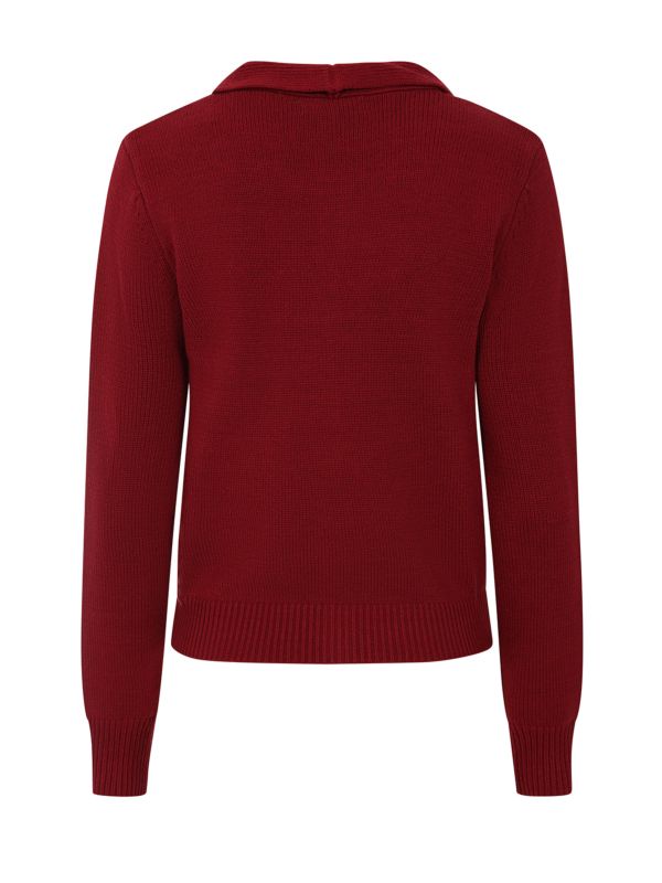 1940's Banned Retro Katy Knot Burgundy knit cardigan-Burgundy