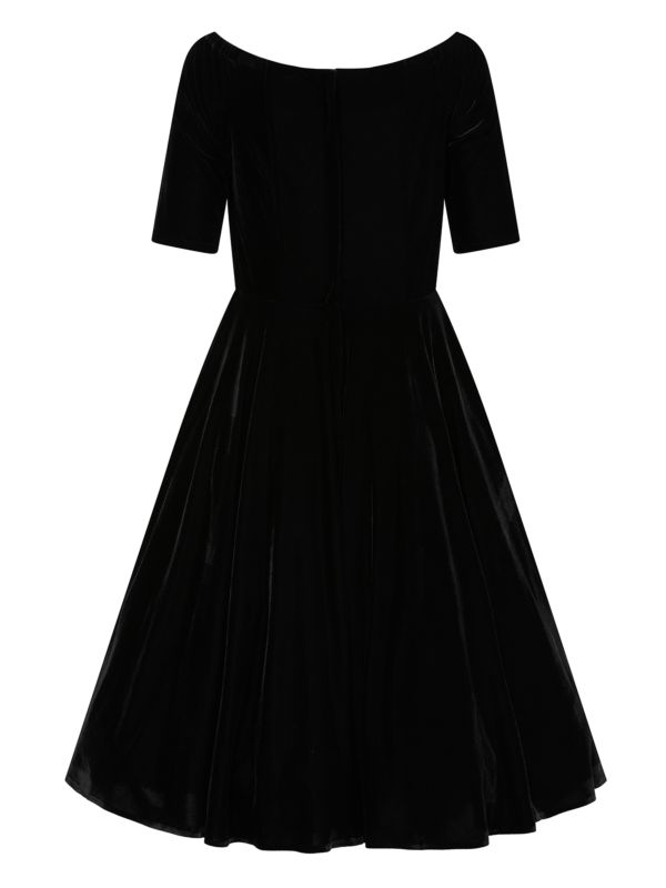 BANNED Retro Amalia Off-Shoulder Velvet Swing Dress-Black