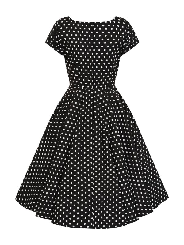 BANNED RETRO Lola Polka Dots Swing Black Dress with Pockets.-Black