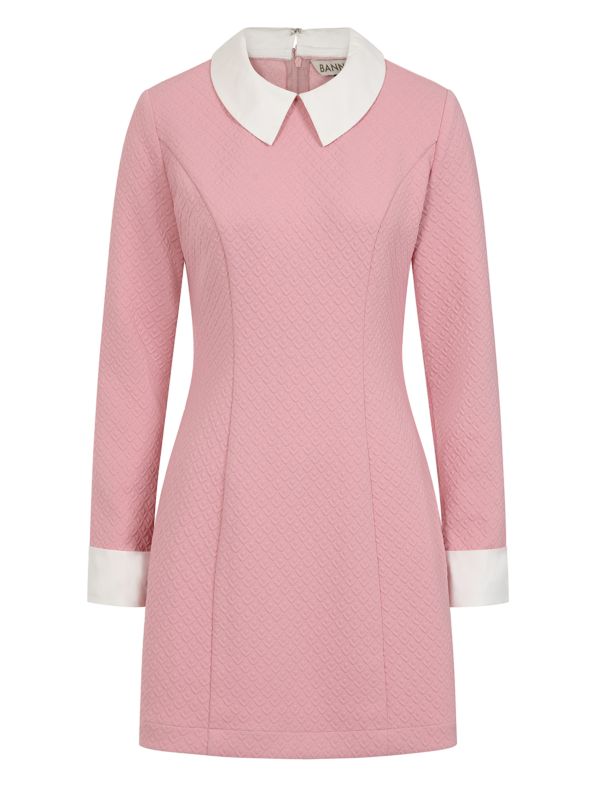 Banned Vera 60s Mini Dress - Retro Style Peter Pan Collar Dress-Pink