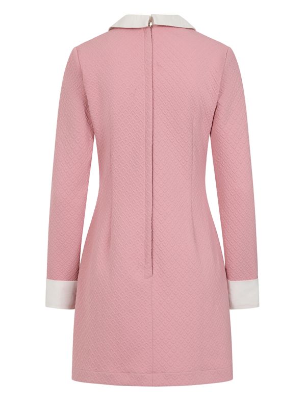 Banned Vera 60s Mini Dress - Retro Style Peter Pan Collar Dress-Pink