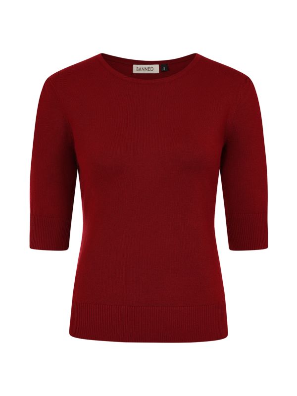 1950's Banned Retro Grace jumper-Burgundy