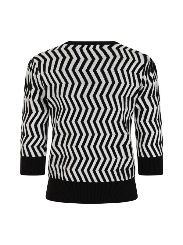 Banned Lara Zigzag Jumper - 40s Style Jacquard Pattern Sweater-Black/White