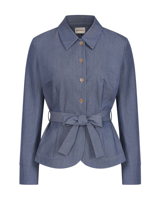 Banned Retro 1940's Blue Edie Jacket-Blue