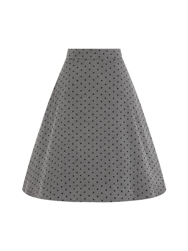 1950's Banned Retro Annie Rose spot texture swing skirt-Black/White
