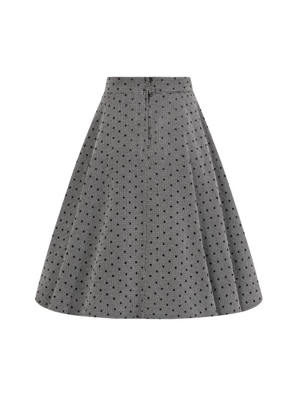 1950's Banned Retro Annie Rose spot texture swing skirt-Black/White