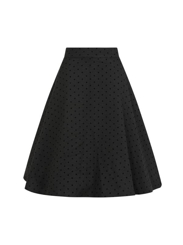1950's Banned Retro Annie Rose spot texture swing skirt-Black