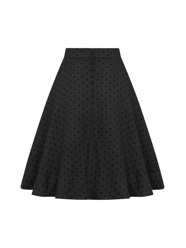 1950's Banned Retro Annie Rose spot texture swing skirt-Black
