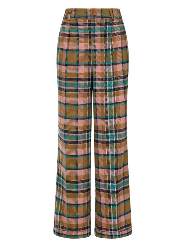 Banned Retro 1950's Style Harriet Plaid Trouser-Blush