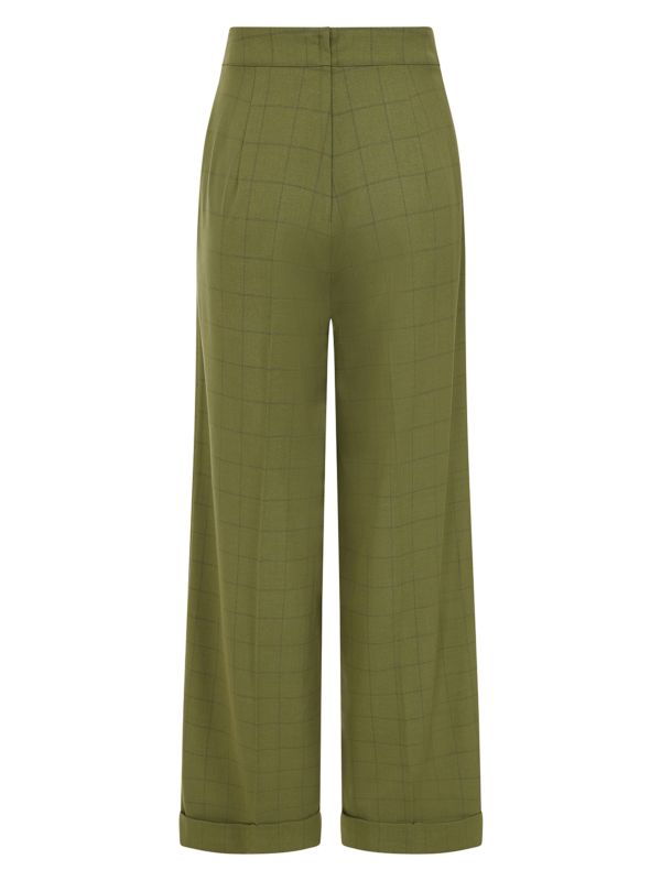 Banned Retro 1950's Style Bonnie Check Green Trouser-Green
