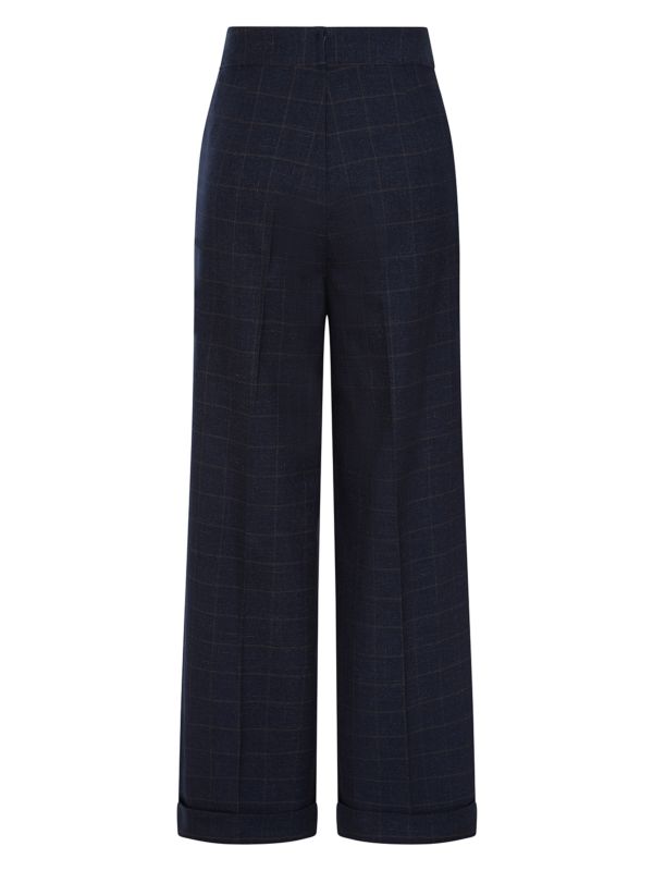 Banned Retro 1950's Style Bonnie Check Green Trouser-Navy