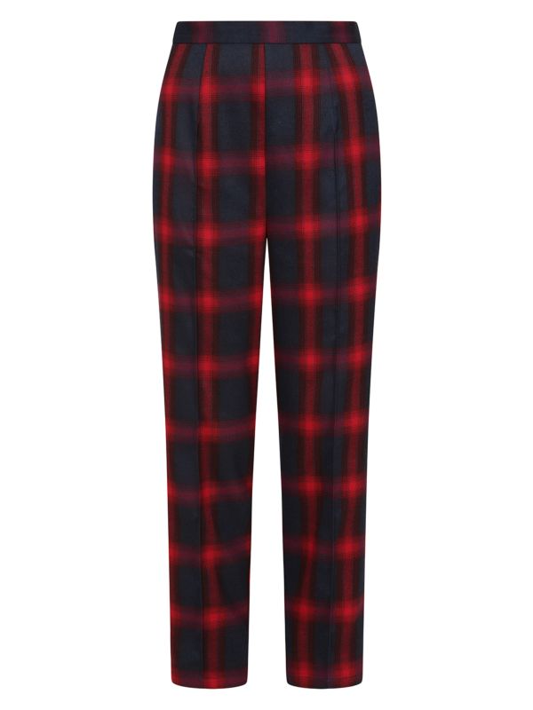 Banned Simona Check Cigarette Trousers - 50s Style Rockabilly Plaid Pants-Red/Blue