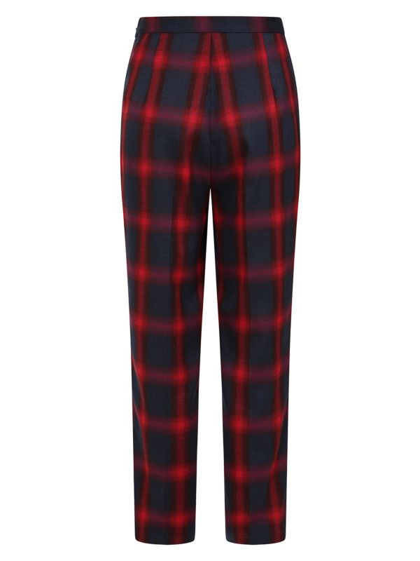 Banned Simona Check Cigarette Trousers - 50s Style Rockabilly Plaid Pants-Red/Blue