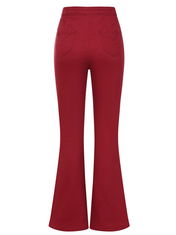 1960's Banned Retro Roisin Beige Trouser-Burgundy