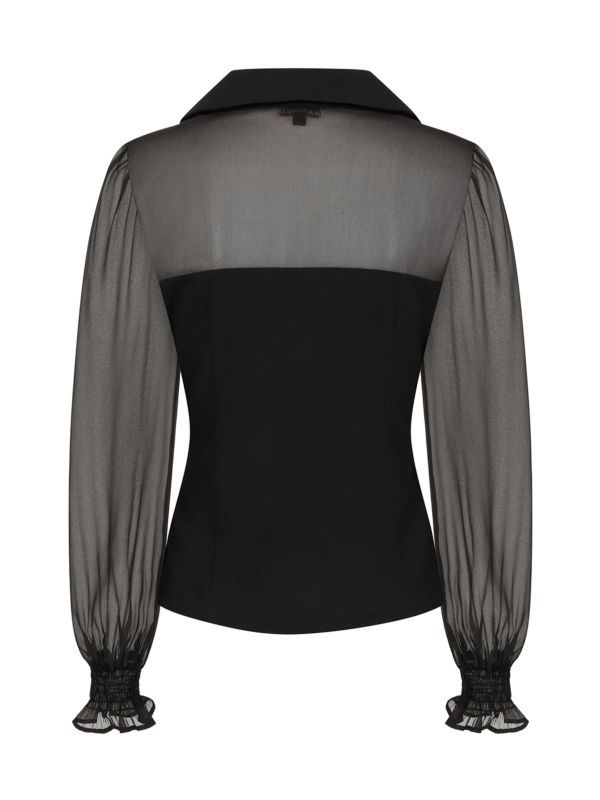 Banned Retro 1950's Mina Black blouse-Black