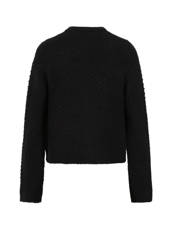 Banned Victoria 40s Crop Cardigan - Wool Mix Textured Jacket Style cardigan-Black