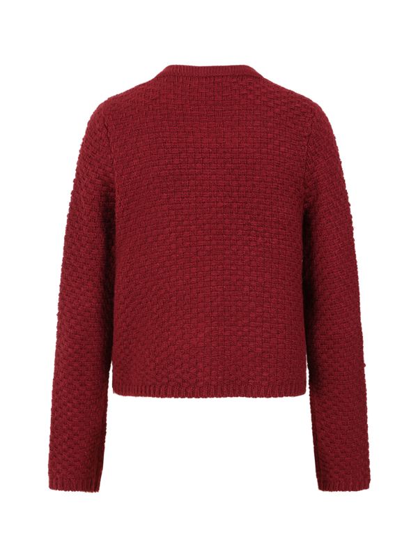 Banned Victoria 40s Crop Cardigan - Wool Mix Textured Jacket Style cardigan-Burgundy